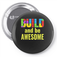 Build And Be Awesome Brick Builder Kids Block Set Builder Pin-back Button | Artistshot