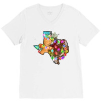 Christmas Texas Map V-neck Tee | Artistshot