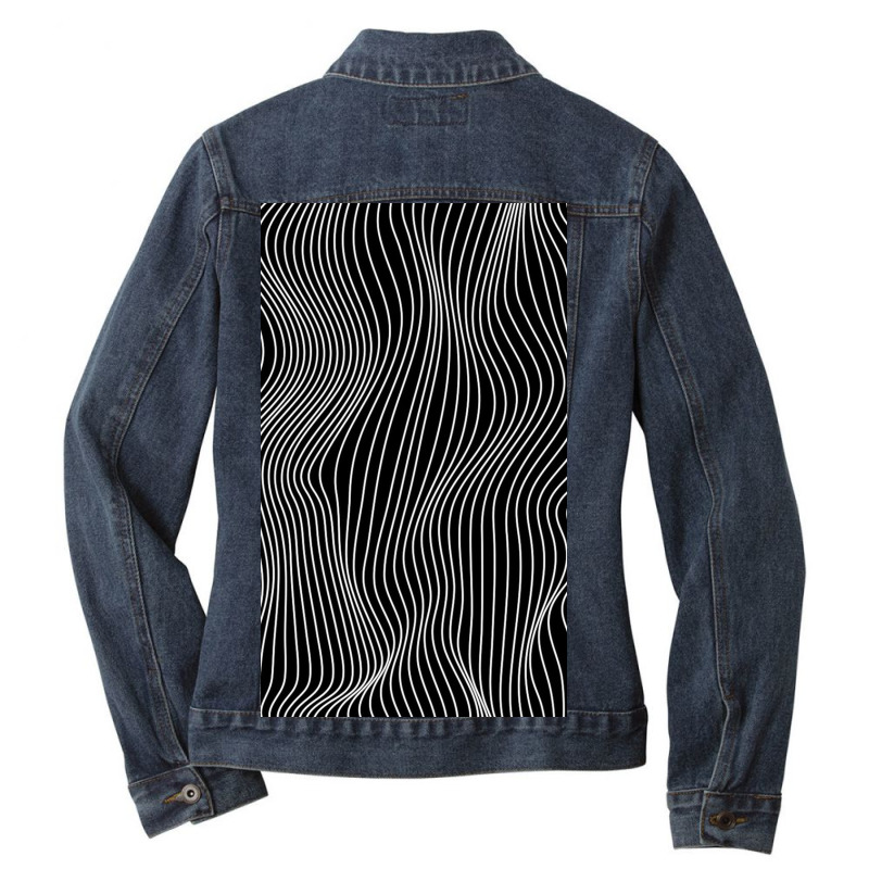 Optical Illusion Minimal Lines Ladies Denim Jacket by Levinsonuhv | Artistshot