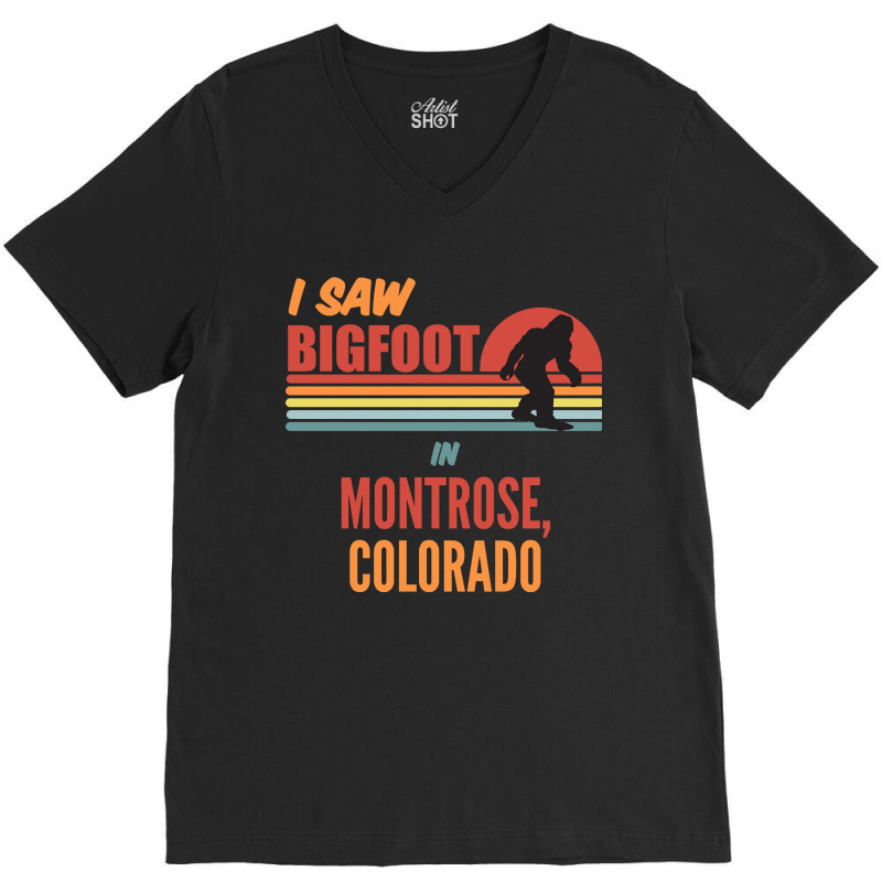 I Saw Bigfoot In Montrose Colorado V-Neck Tee by Mary Kiefe | Artistshot