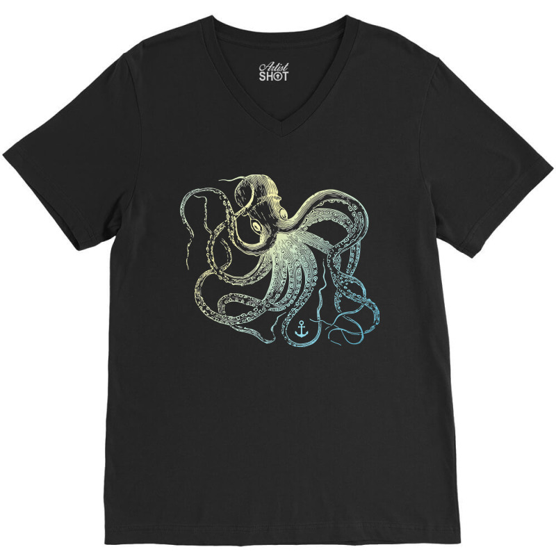 Octopus Cool Vintage Marine Biologist Ocean Sea Life 3 V-neck Tee | Artistshot