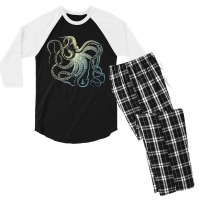 Octopus Cool Vintage Marine Biologist Ocean Sea Life 3 Men's 3/4 Sleeve Pajama Set | Artistshot