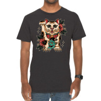 Lucky Cat, Lucky Cat Japan, Lucky Cat Art, Lucky Cat Painting, Lucky C Vintage T-shirt | Artistshot