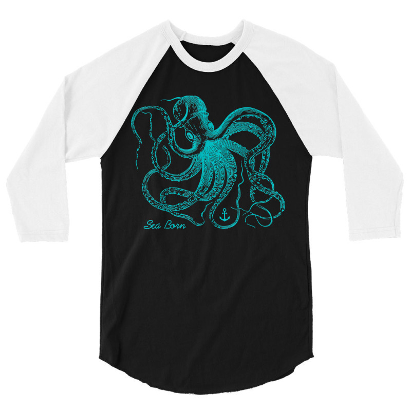 Octopus Cool Vintage Marine Biologist Ocean Sea Life 4 3/4 Sleeve Shirt | Artistshot