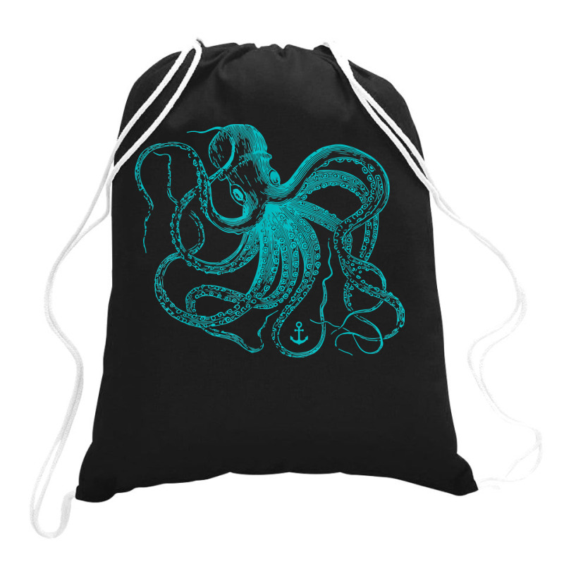 Octopus Cool Vintage Marine Biologist Ocean Sea Life 2 Drawstring Bags | Artistshot