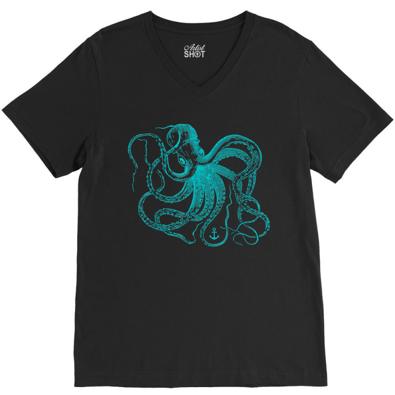 Octopus Cool Vintage Marine Biologist Ocean Sea Life 2 V-neck Tee | Artistshot