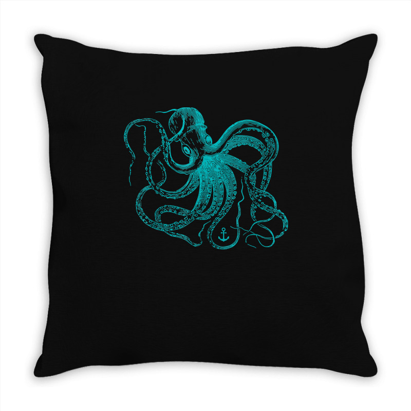 Octopus Cool Vintage Marine Biologist Ocean Sea Life 2 Throw Pillow | Artistshot