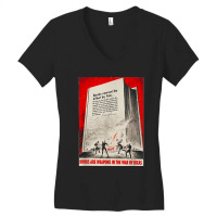 Books Are Weapons In The War Of Ideas Ww2 Propaganda Poster T Shirt Women's V-neck T-shirt | Artistshot