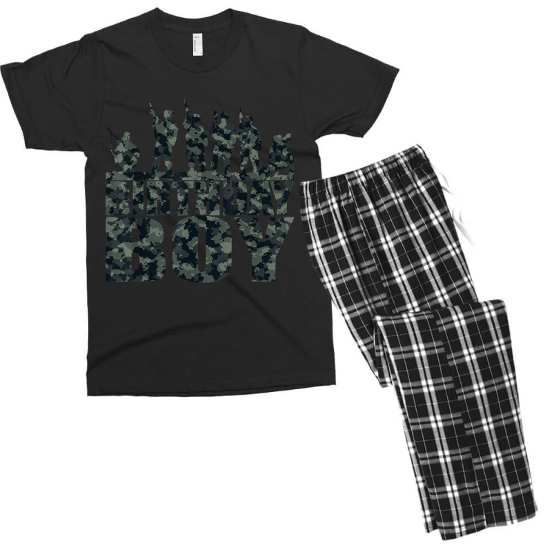 Birthday Boy Army Party Military Party Supplies Camo Green Men's T-shirt Pajama Set | Artistshot