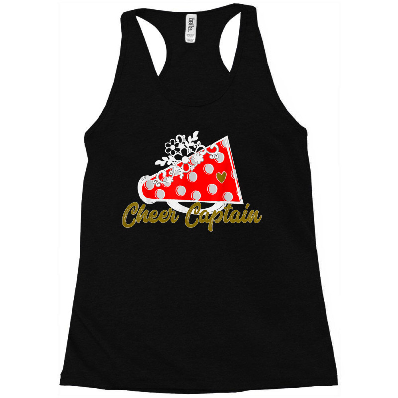 Cheer Captain Shirt, Red Megaphone Heart Flower Accent Racerback Tank by AnaMercedesContreras | Artistshot