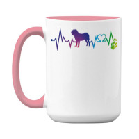 Dogue De Bordeaux T  Shirt Dogue De Bordeaux Colorful Heartbeat, Heart 15 Oz Coffee Mug | Artistshot