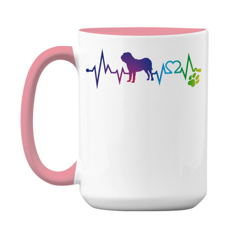 Dogue De Bordeaux T  Shirt Dogue De Bordeaux Colorful Heartbeat, Heart 15 Oz Coffee Mug | Artistshot