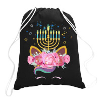 Cute Unicorn Face Hanukkah Gift T  Shirt Unicorn Face Hanukkah Funny H Drawstring Bags | Artistshot