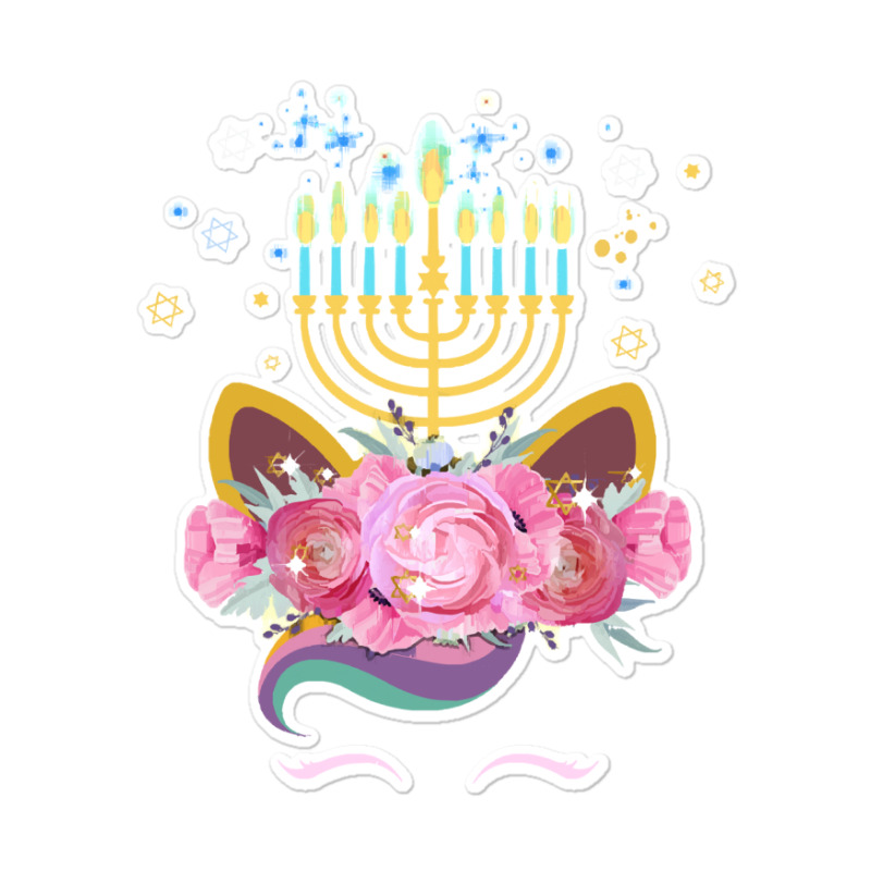 Cute Unicorn Face Hanukkah Gift T  Shirt Unicorn Face Hanukkah Funny H Sticker | Artistshot