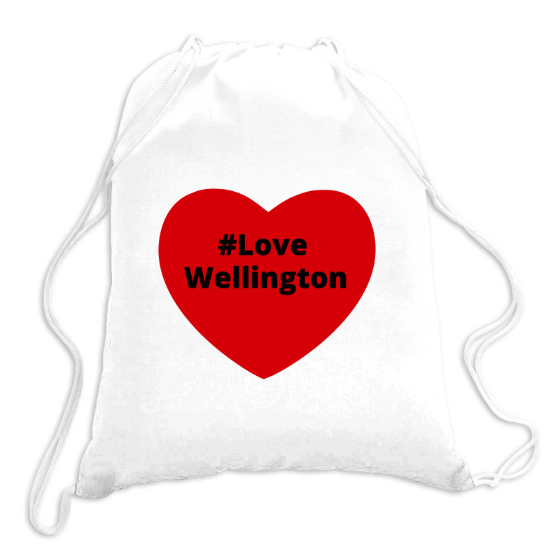 Love Wellington, Hashtag Heart, Love Wellington 2 Drawstring Bags | Artistshot