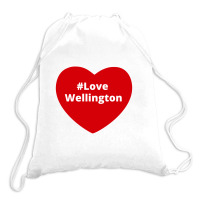 Love Wellington, Hashtag Heart, Love Wellington Drawstring Bags | Artistshot