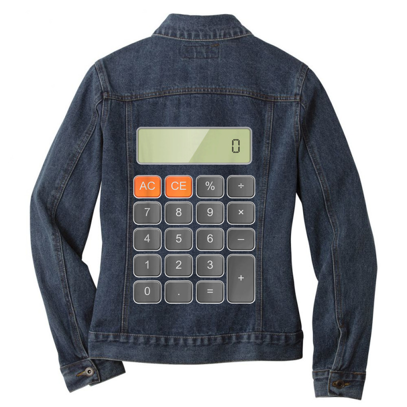 Cool Funny Calculator Party And Halloween Costume Ladies Denim Jacket by AnaMercedesContreras | Artistshot