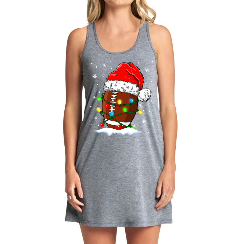 Football Christmas Football Ball Santa Hat Xmas Light Funny 2021 416 Tank Dress by pester | Artistshot