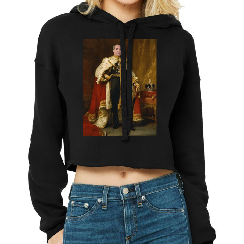 Nigel Farage King, Nigel Farage, King, Anti Boris Johnson, Farage King Cropped Hoodie by cm-arts | Artistshot