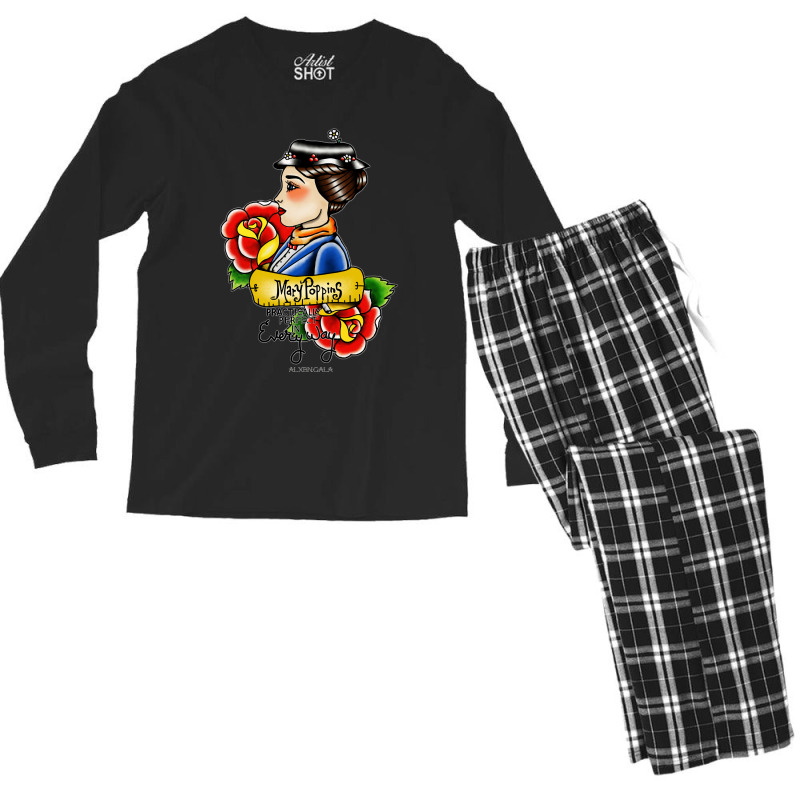 Maria Poppins Lady Head Men's Long Sleeve Pajama Set | Artistshot