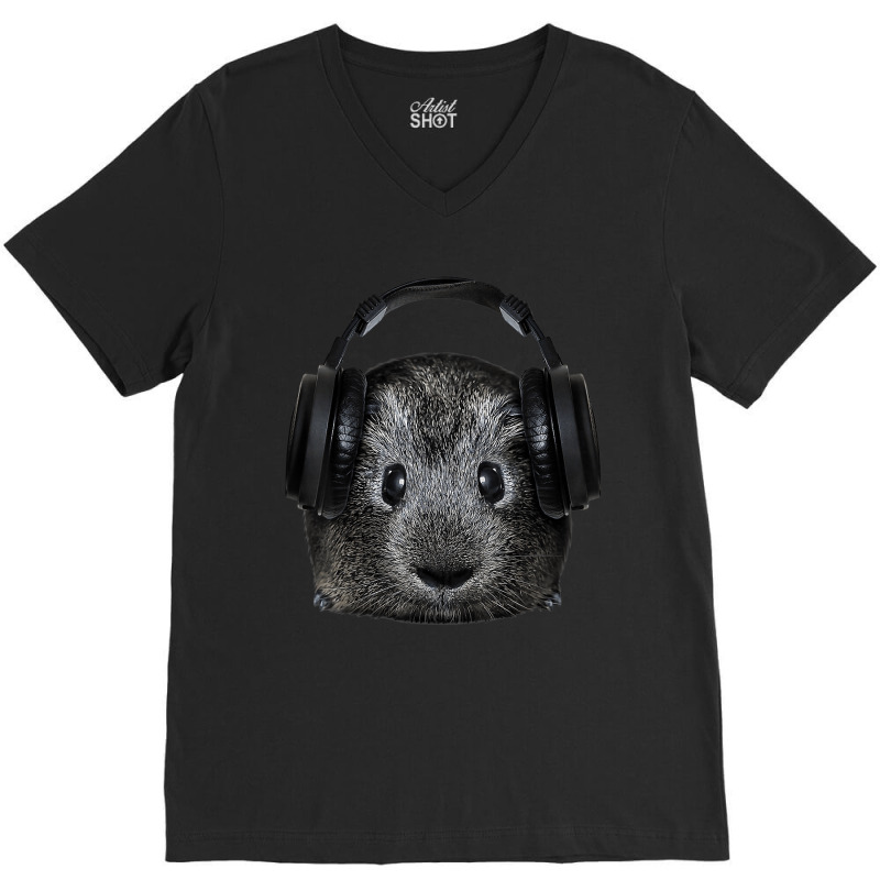 Dj Guinea Pig Music Festival Lover Gift Animal Pet Cavy V-neck Tee | Artistshot