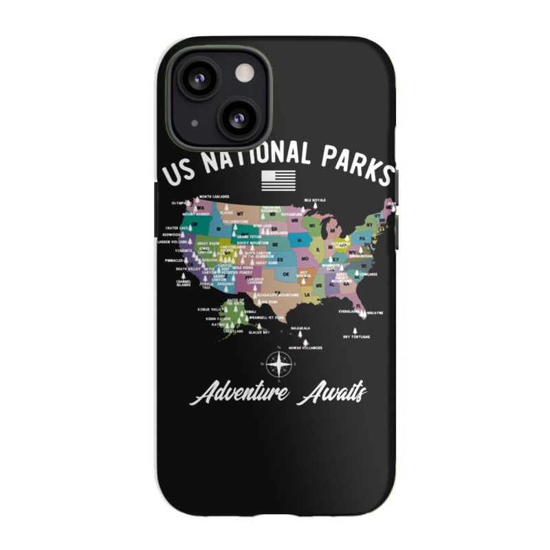 Us National Parks Map, National Park, Us National Parks Map Art, Us Na Iphone 13 Case | Artistshot