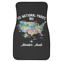 Us National Parks Map, National Park, Us National Parks Map Art, Us Na Front Car Mat | Artistshot