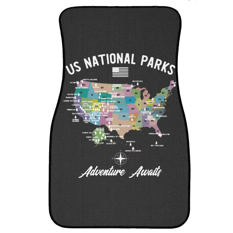 Us National Parks Map, National Park, Us National Parks Map Art, Us Na Front Car Mat | Artistshot