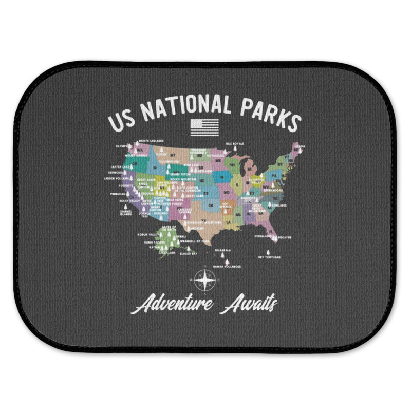 Us National Parks Map, National Park, Us National Parks Map Art, Us Na Rear Car Mat | Artistshot