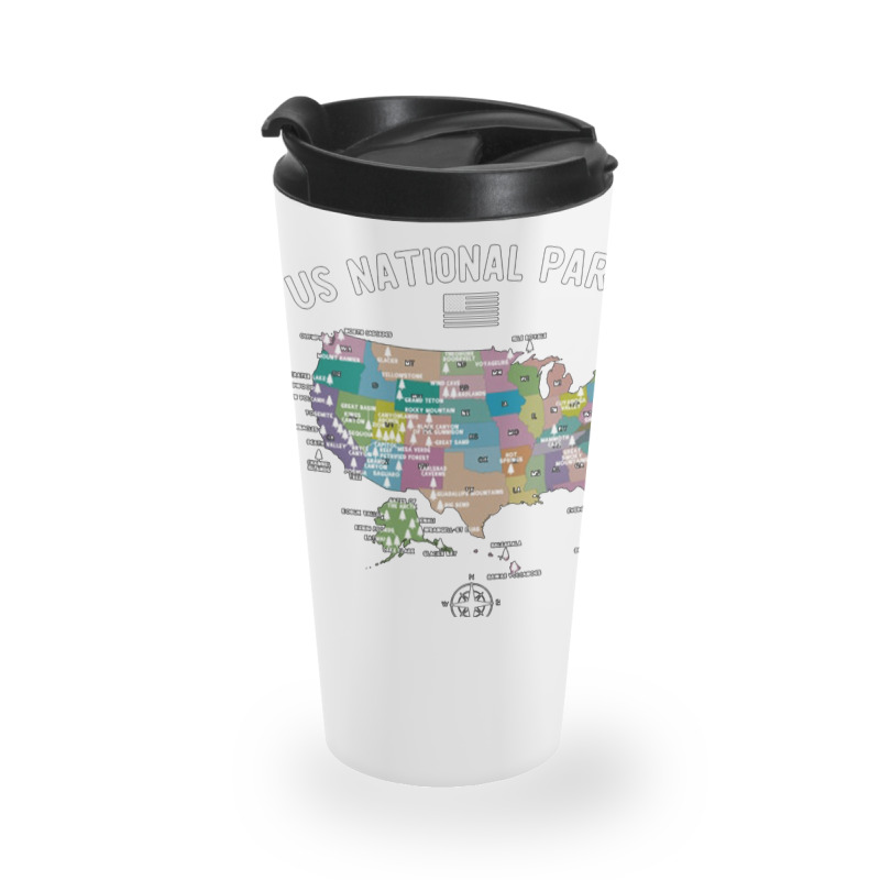 Us National Parks Map, National Park, Us National Parks Map Art, Us Na Travel Mug | Artistshot