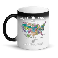 Us National Parks Map, National Park, Us National Parks Map Art, Us Na Magic Mug | Artistshot