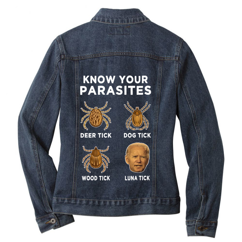 Know Your Parasites Anti Joe Biden Funny Ladies Denim Jacket by cm-arts | Artistshot