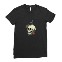 Illustration Skull With Ornamental Flower Ladies Fitted T-shirt | Artistshot