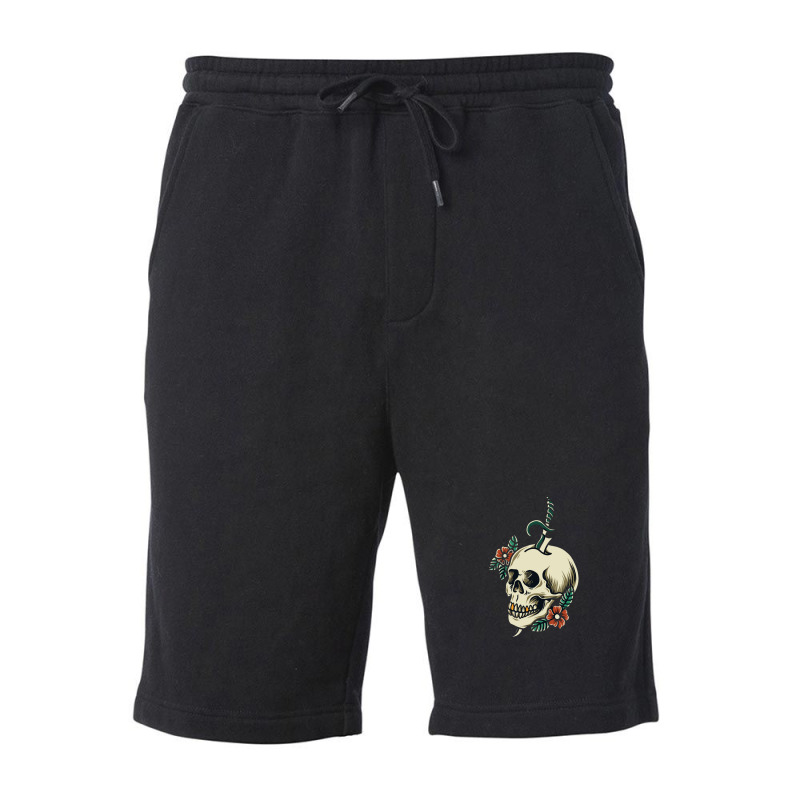 Illustration Skull With Ornamental Flower Fleece Short by Olodzn | Artistshot