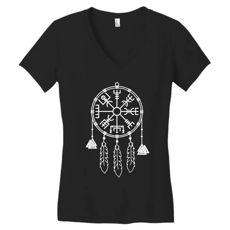 Viking Compass Vegvisir Celtic Vegvísir Dreamcatcher Women's V-Neck T-Shirt by STACYSCHUDEL | Artistshot