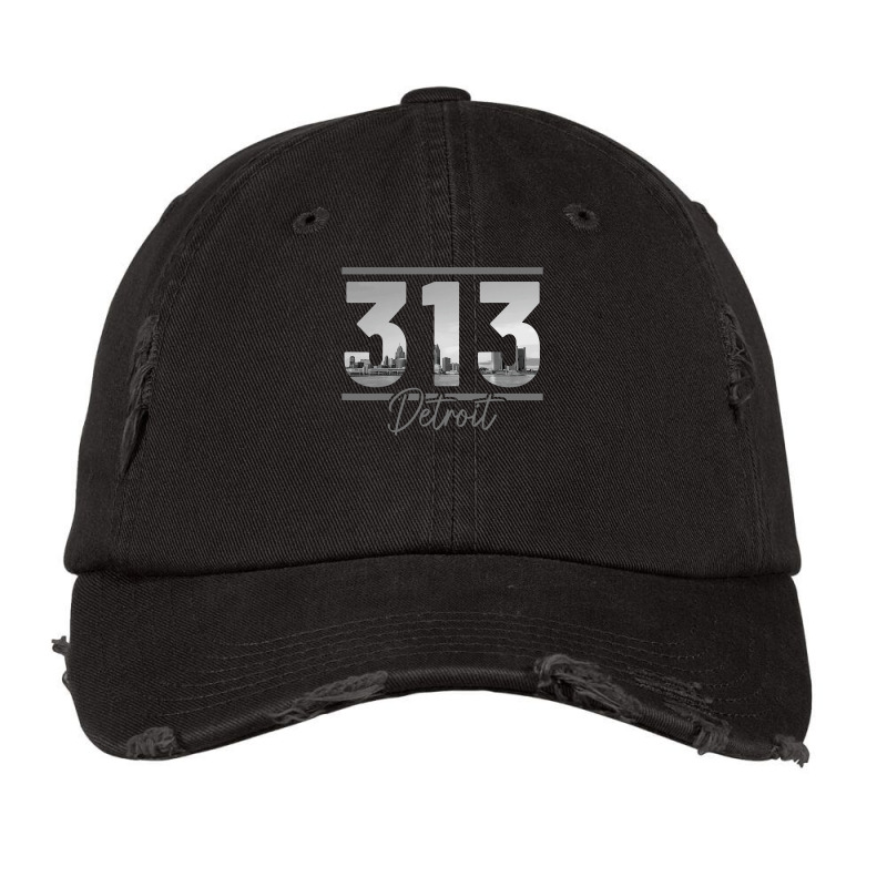 Detroit 313 Area Code Skyline Michigan Vintage Vintage Cap by cm-arts | Artistshot