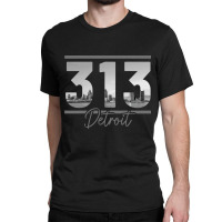 Detroit 313 Area Code Skyline Michigan Vintage Classic T-shirt | Artistshot