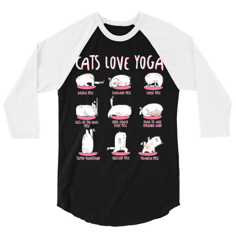 Funny Cats Love Different Yoga Positions Yoga Cat Premium 3/4 Sleeve Shirt by cm-arts | Artistshot