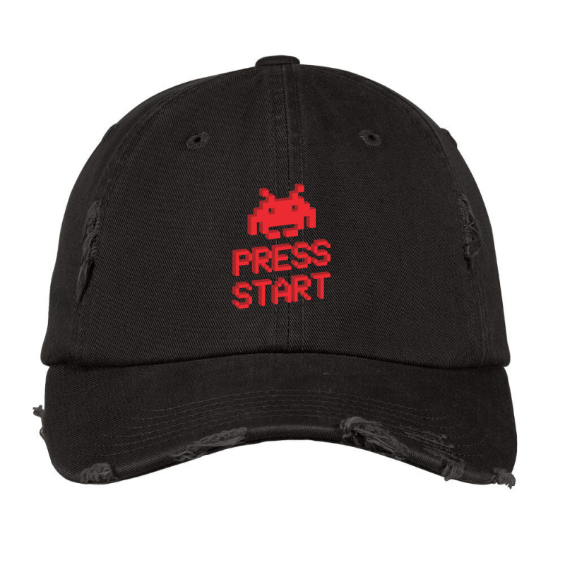 Space Invader Press Start, Space Invaders Vintage Cap by creepysatan | Artistshot