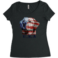 Vintage American Flag Labrador, Working Dog, Usa Women's Triblend Scoop T-shirt | Artistshot