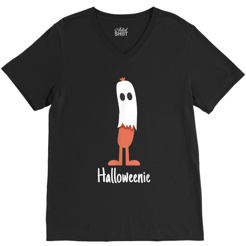 Ghost Hot Dog Halloweenie Costume Funny Food Halloween Gift V-neck Tee | Artistshot