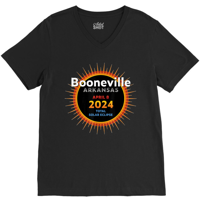 Booneville Arkansas Ar Total Solar Eclipse 2024  2  T Shirt V-Neck Tee by MilesDanialMayberry | Artistshot