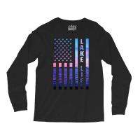 Lake Life American Flag Dock Sunset Wakeboarder Power Boat Long Sleeve Shirts | Artistshot