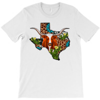 Longhorn Texas Map T-shirt | Artistshot