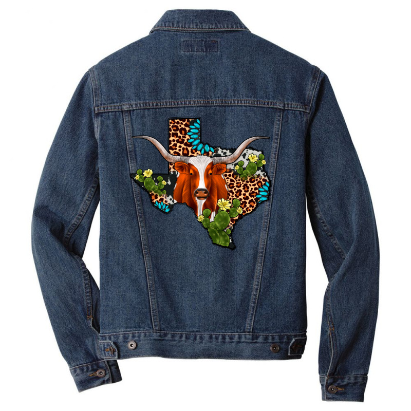 Longhorn Texas Map Men Denim Jacket | Artistshot