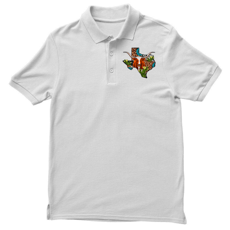 Longhorn Texas Map Men's Polo Shirt | Artistshot