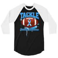 Diabetes Diabetic Tackle Football Blue Ribbon 109 Diabetes Awareness 3/4 Sleeve Shirt | Artistshot