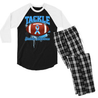 Diabetes Diabetic Tackle Football Blue Ribbon 109 Diabetes Awareness Men's 3/4 Sleeve Pajama Set | Artistshot