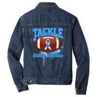 Diabetes Diabetic Tackle Football Blue Ribbon 109 Diabetes Awareness Men Denim Jacket | Artistshot