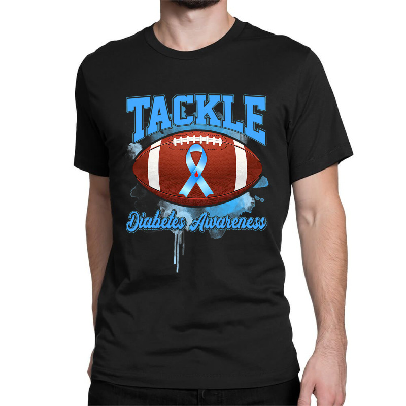 Diabetes Diabetic Tackle Football Blue Ribbon 109 Diabetes Awareness Classic T-shirt by peafowl | Artistshot